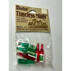 Darice Timeless Minis Miniature Wine Bottles 6 Piece Set 2306-15 Red Green